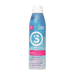Surface Sun Systems SPF 50 spray bottle ready for quick outdoor protection.