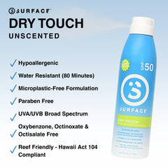 Surface Sun Systems SPF 50 continuous spray delivers quick, even coverage.