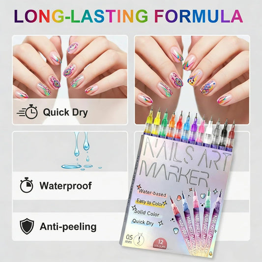 SURFCUZ nail art pen fine tip enabling precise, clean lines.