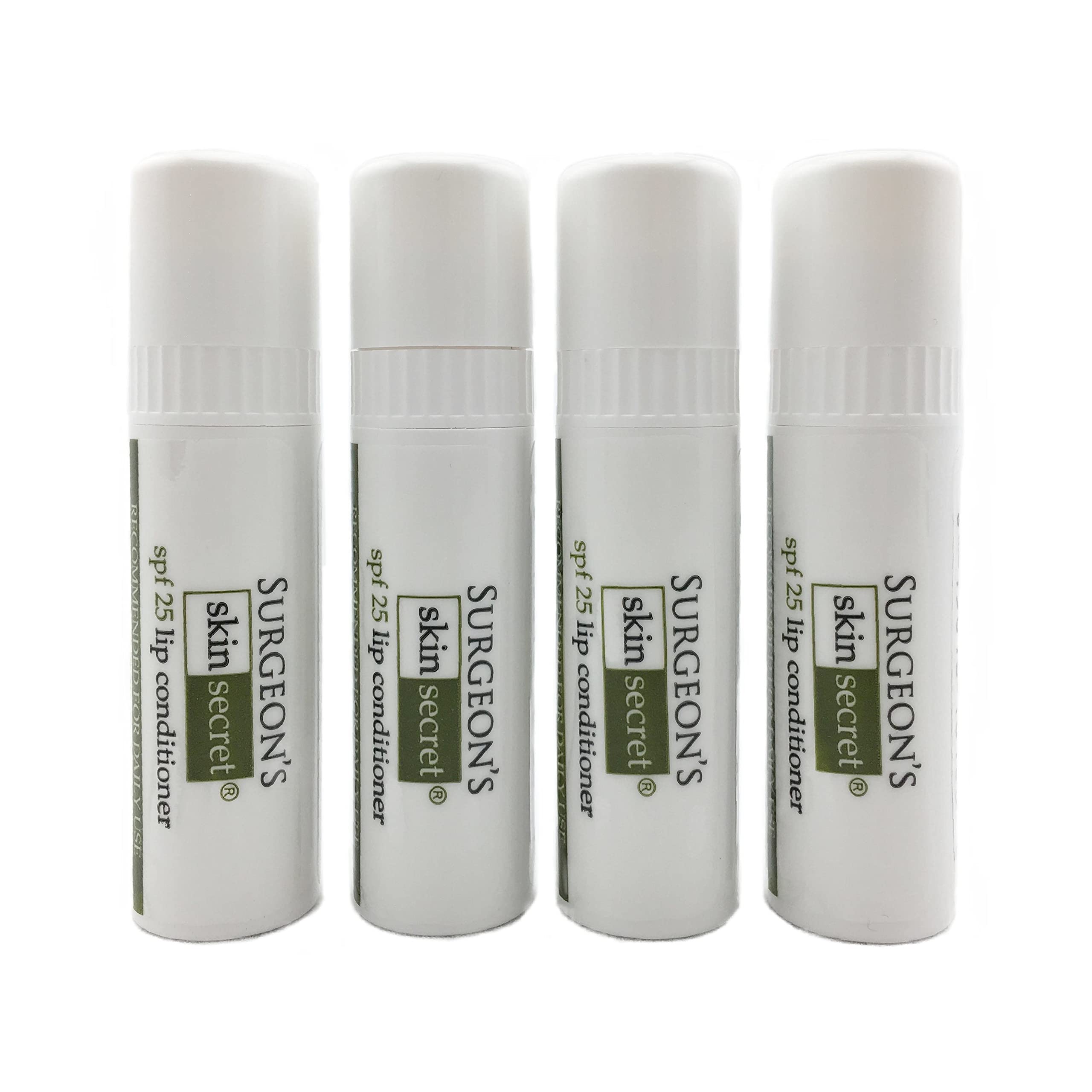 Surgeon's Skin Secret SPF25 lip conditioner 4-pack for everyday lip protection and conditioning.