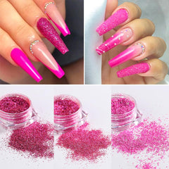 SUTOKAKA crushed diamond dust creates bright reflections on nails.