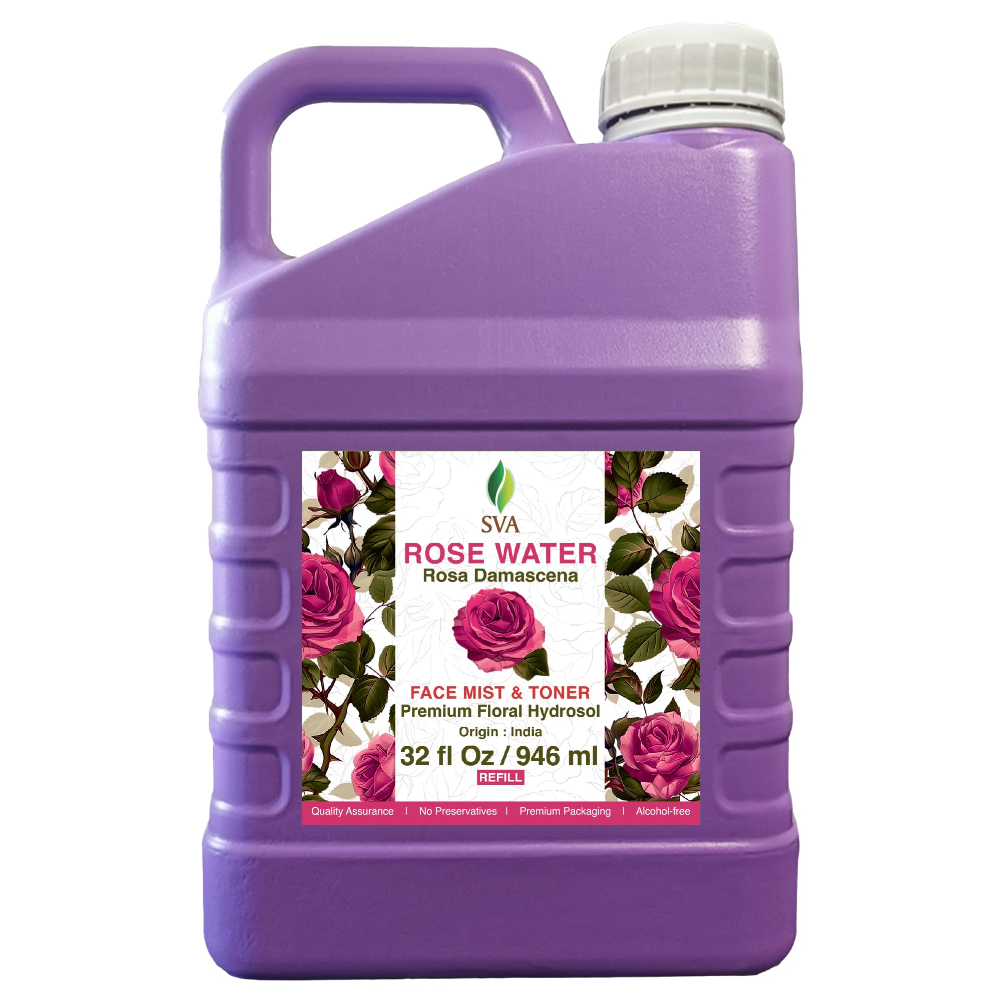 SVA Rose Water bottle pour – silky mist for skin hydration and refreshment.