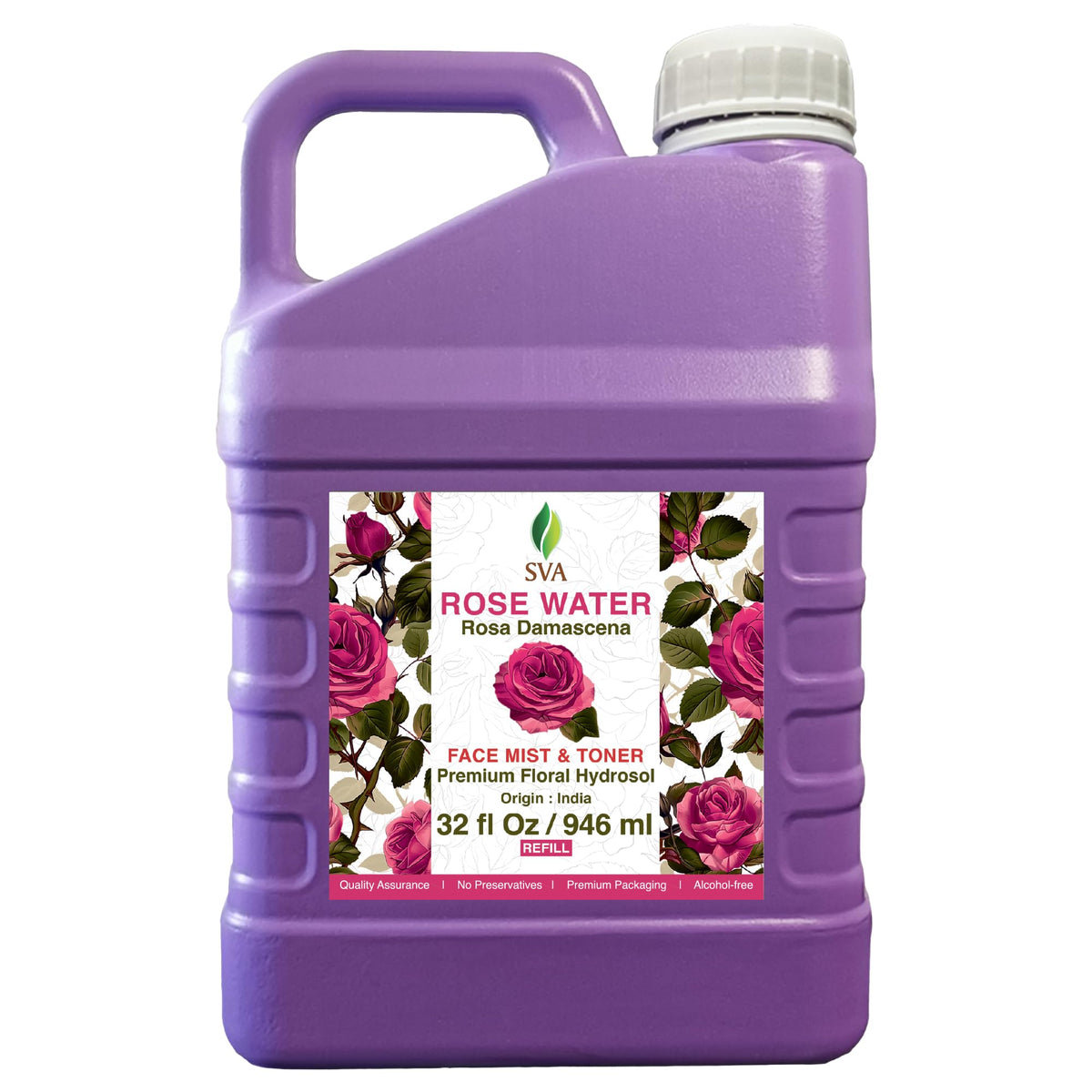 SVA Rose Water bottle pour – silky mist for skin hydration and refreshment.