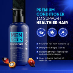 Svvimer Biotin Conditioner bottle back label highlighting sulfate-free formula.