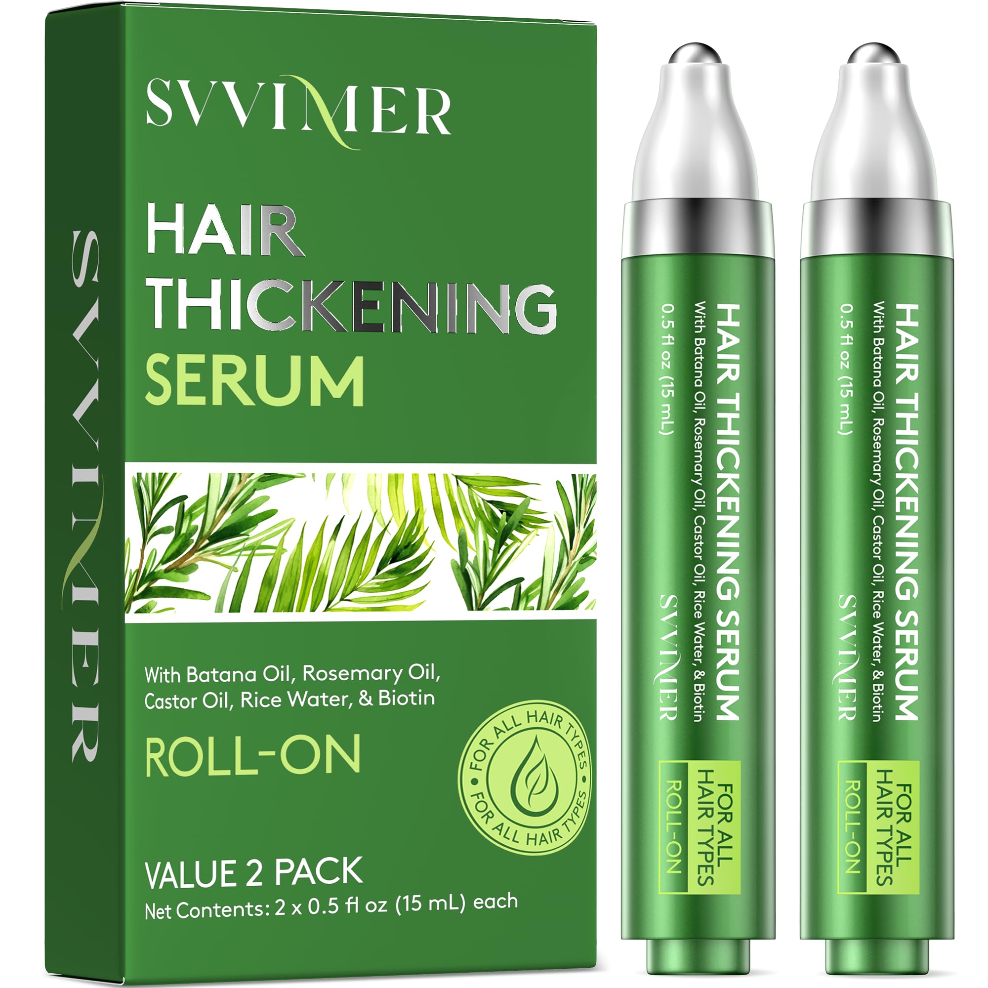 Svvimer hair growth serum roll-on bottle for targeted thinning-area care.