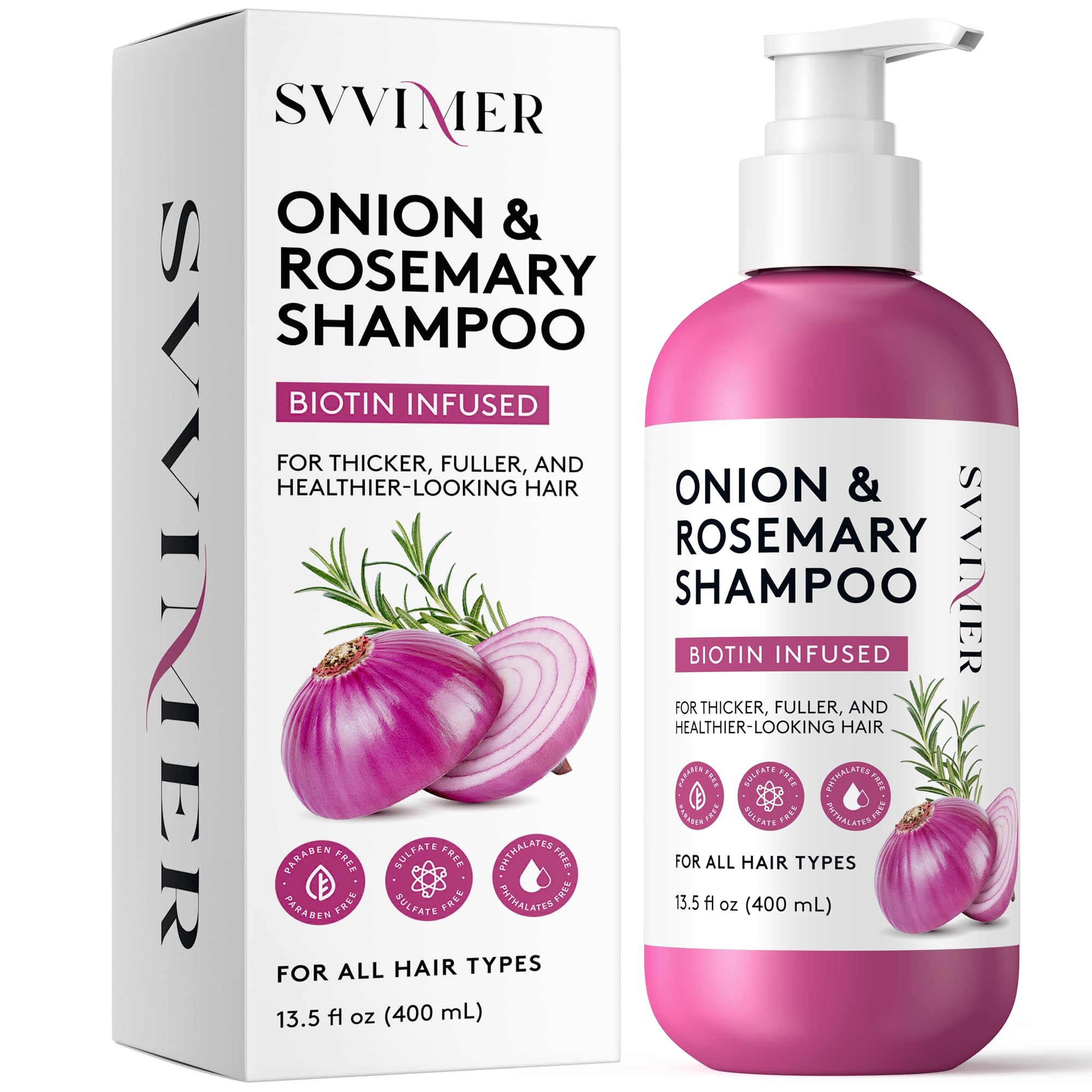Svvimer shampoo bottle front view highlighting daily cleansing benefits