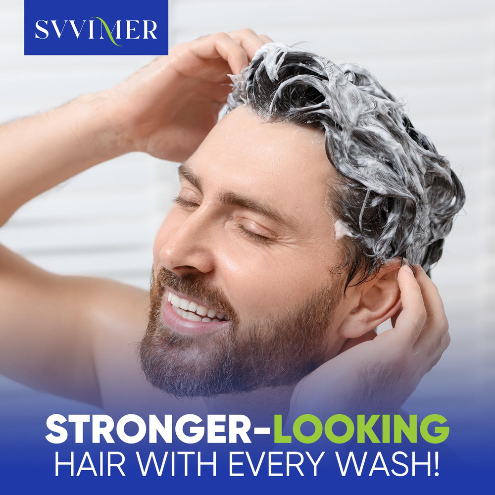 Svvimer vegan cruelty-free symbol image reinforces clean, ethical shampoo choice.
