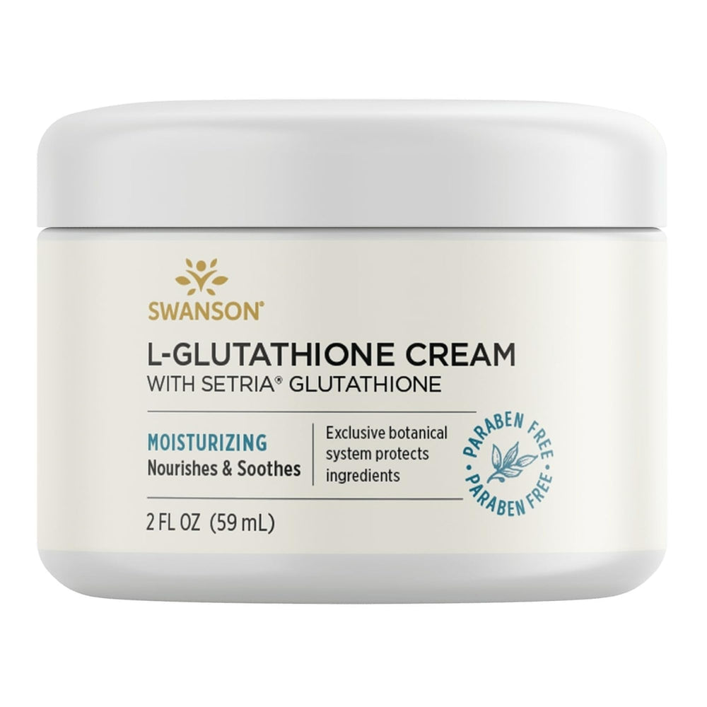 Swanson L-Glutathione Cream with Setria jar closeup, nourishing skin care