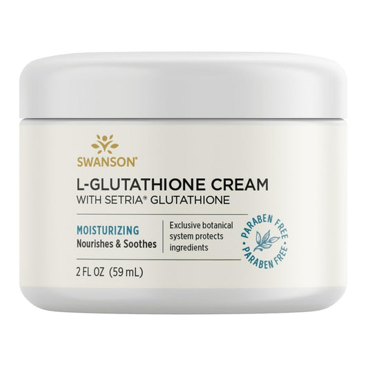 Swanson L-Glutathione Cream with Setria jar closeup, nourishing skin care