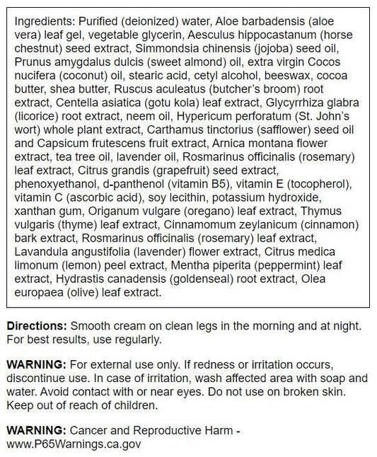 Swanson Leg Vein Essentials Cream application showing easy, soothing leg care