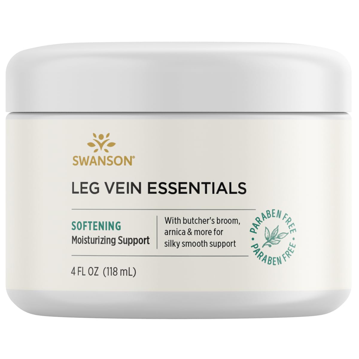Swanson Leg Vein Essentials Cream bottle with rich texture for leg comfort