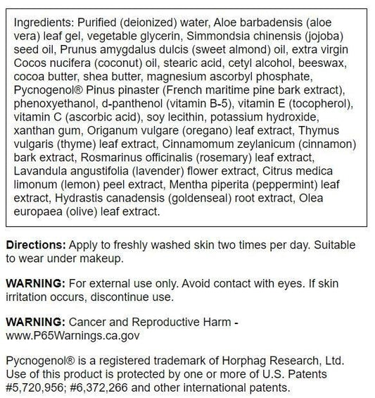 Swanson Pycnogenol Wrinkle Cream spread on skin promotes smoothing and nourishment with a lightweight finish.