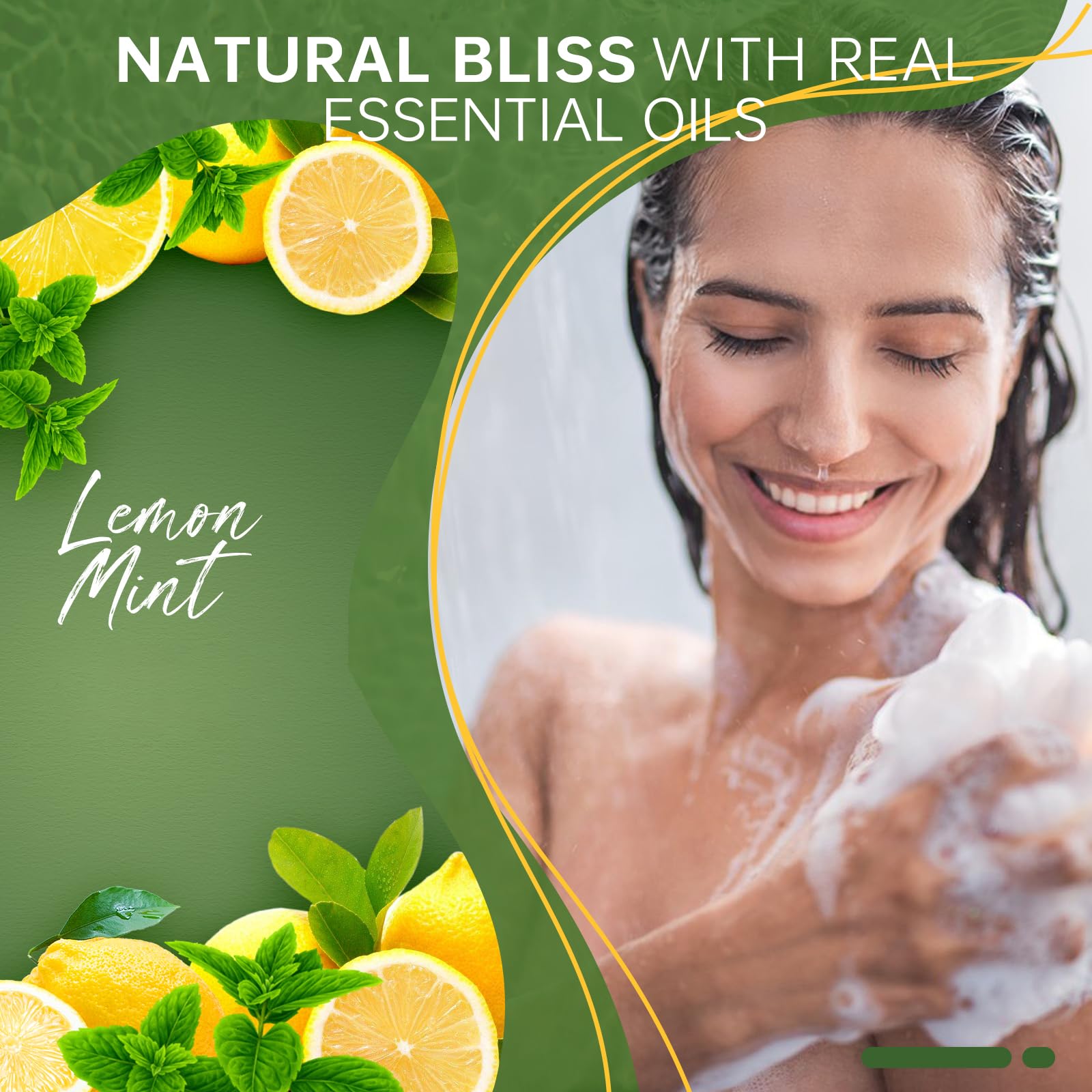 SWCANDY Lemon Mint bath bombs close-up revealing natural color and oils.