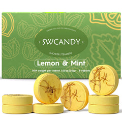 SWCANDY Lemon Mint bath bombs packaging, ideal gift-ready presentation.