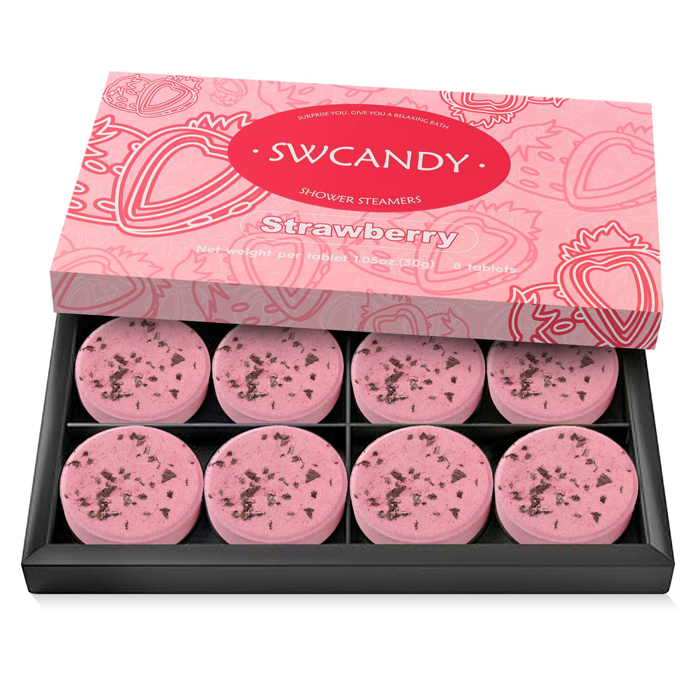 SWCANDY shower steamers strawberry pack front, ideal for gifting and home spa moments