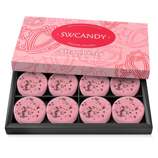 SWCANDY shower steamers strawberry pack front, ideal for gifting and home spa moments