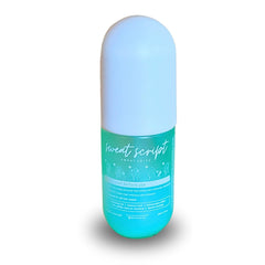 Sweat Script non-aerosol bottle front for post-workout hair refresh