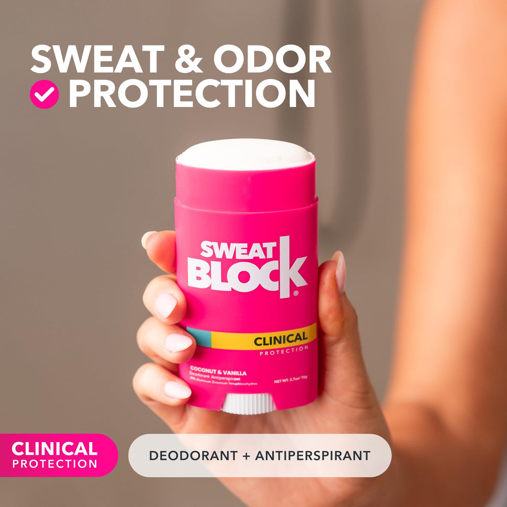 SweatBlock Women's Deodorant close-up application demonstrates easy glide for everyday use