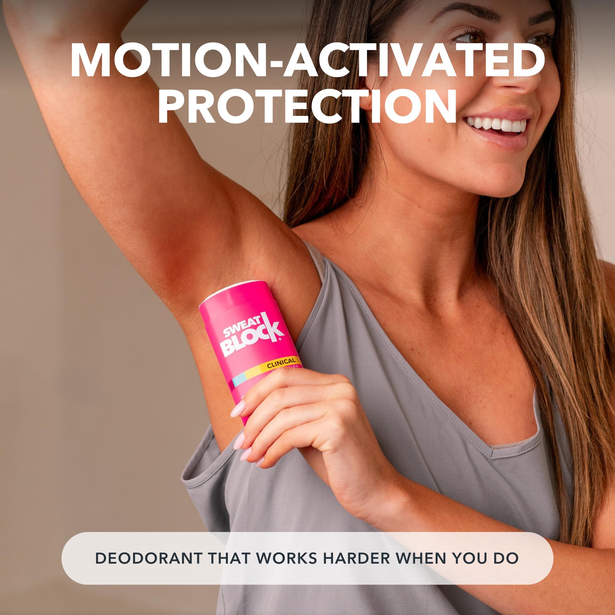 SweatBlock Women's Deodorant twist cap image suggests secure daily use