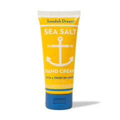Swedish Dream Kalastyle lemon sea salt hand cream packaging, vegan and skin-nourishing.