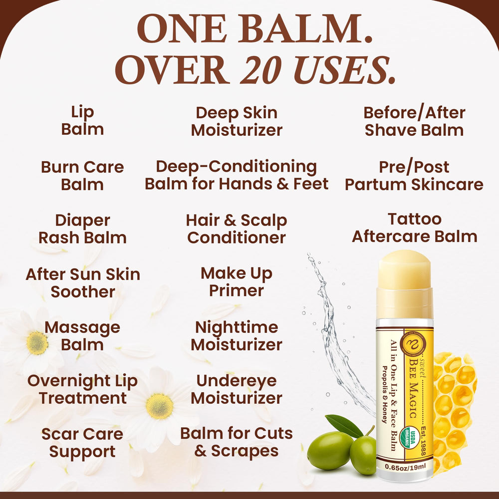 Sweet Bee Naturals five-times larger balm stick for long-lasting lip care