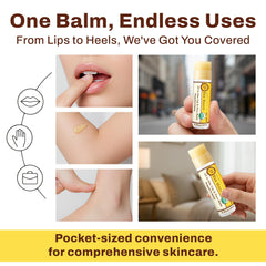 Sweet Bee Naturals lip balm on counter demonstrates travel-friendly, clean lip care