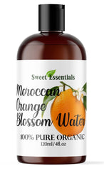 Sweet Essentials orange blossom water bottle on vanity for refreshing skin care ritual