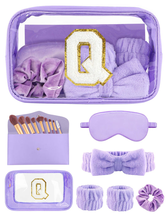 Sweet Lion chenille initial transparent makeup bag with glitter edges for a personalized touch