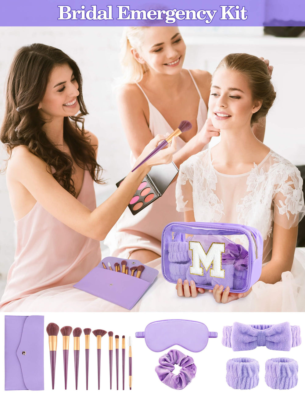 Sweet Lion faux leather makeup brush set bag with brushes included.