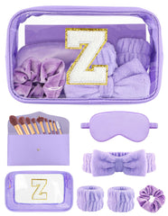 Sweet Lion initial chenille makeup bag for stylish gifting at parties.