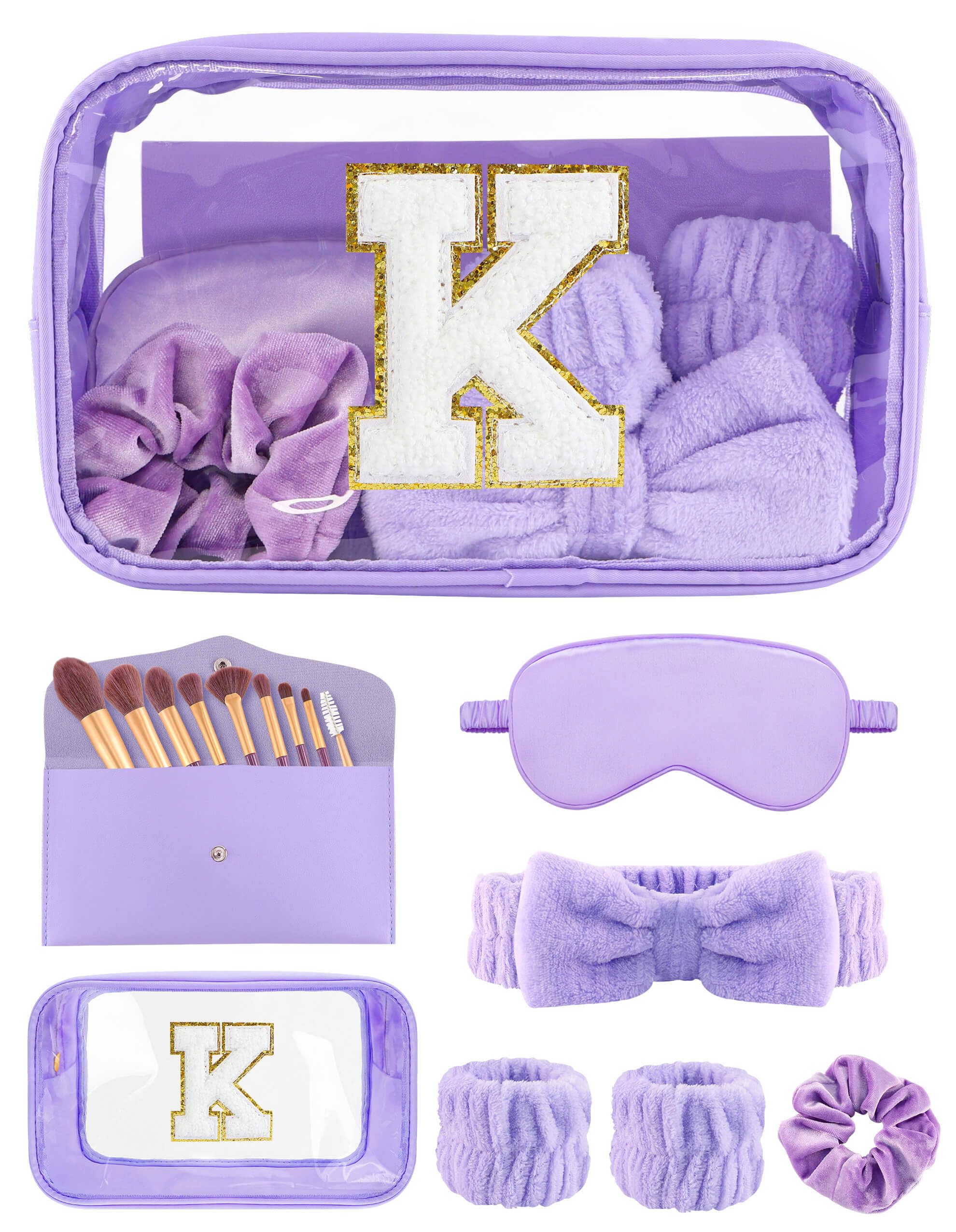 Sweet Lion initial clear makeup bag in pink for organized travel and easy touch-ups.