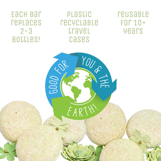 Sweet & Sassy 3 conditioner bars stacked, highlighting long-lasting washes and sustainable packaging.