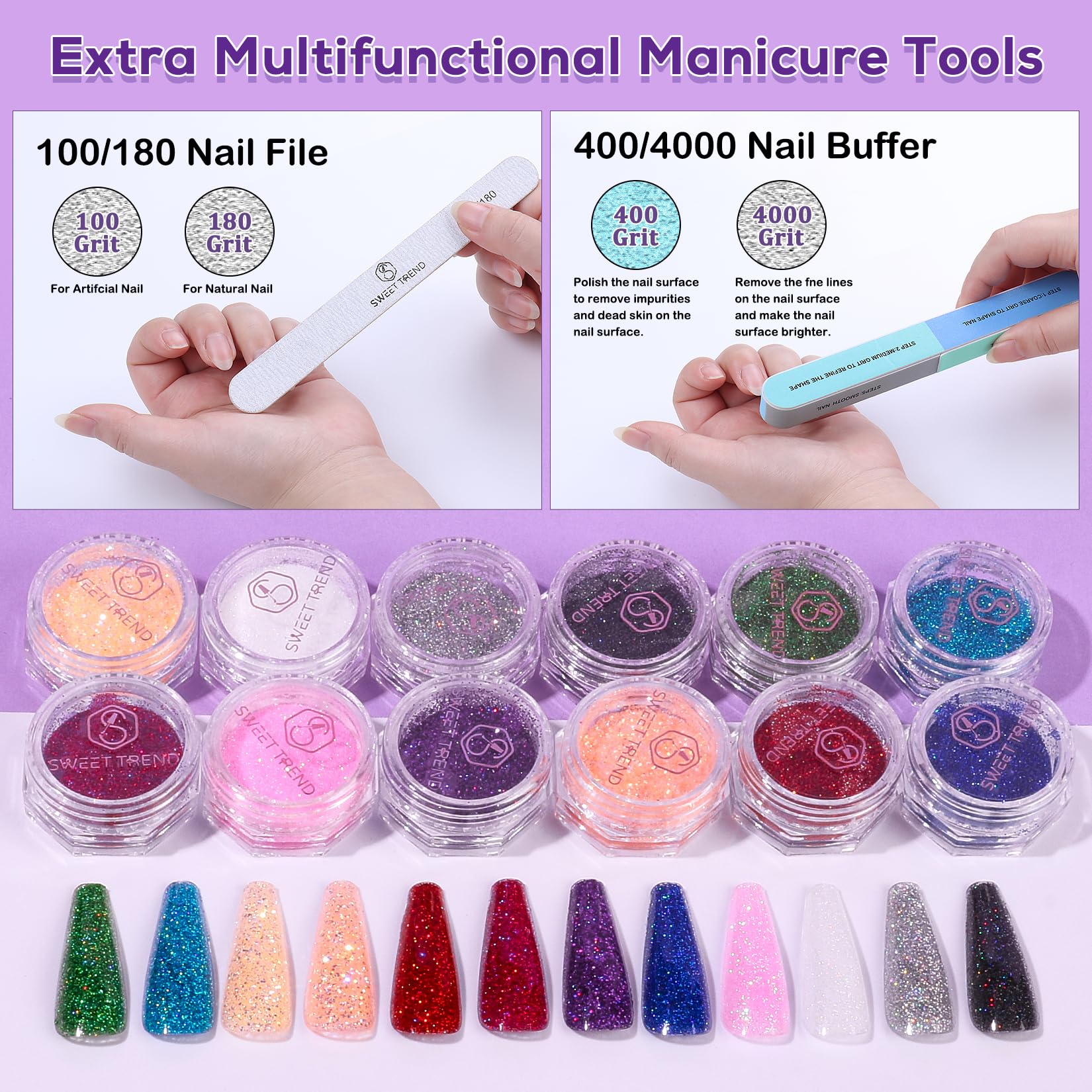 Sweet Trend 3pc acrylic nail brushes for precise sculpting