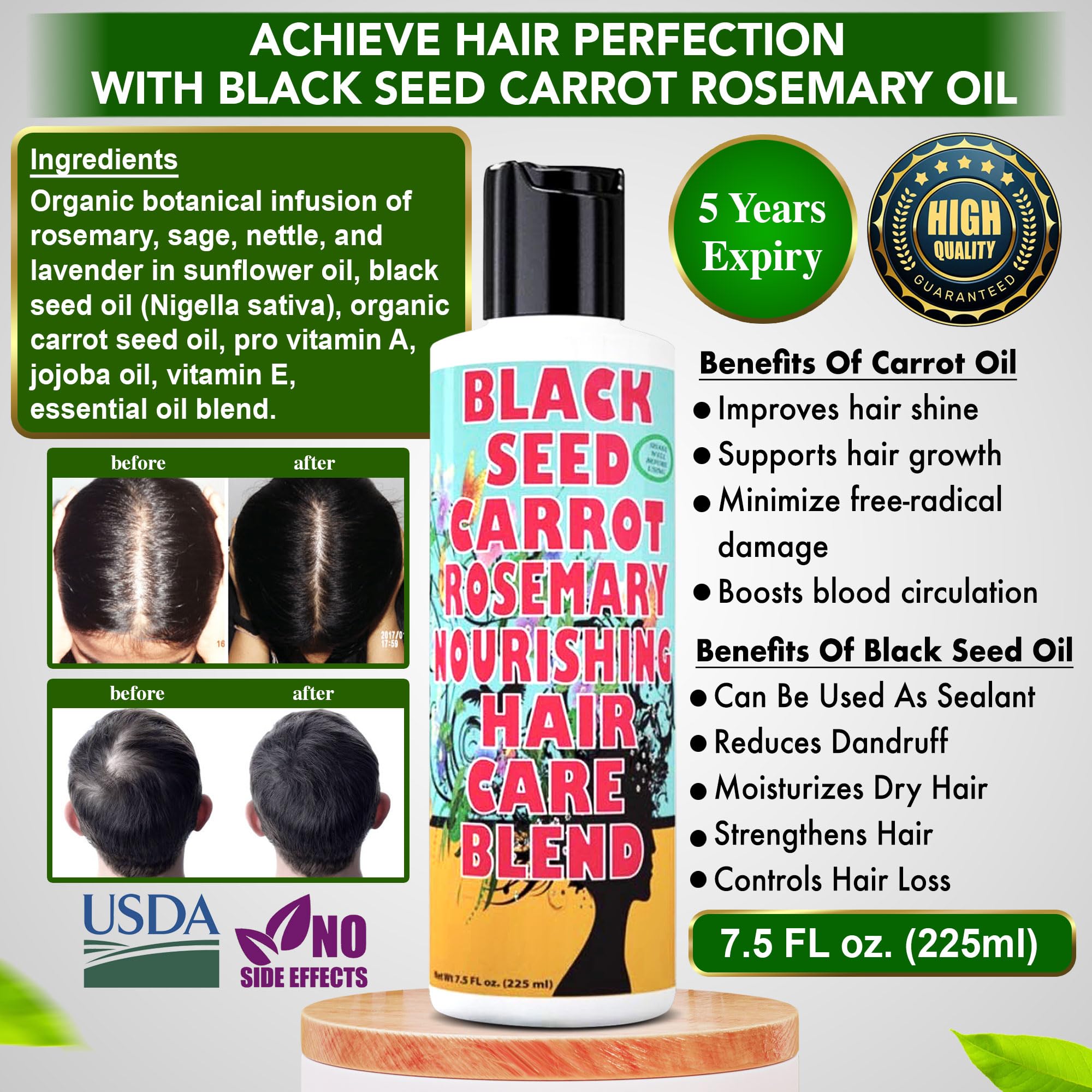 SWEET SUNNAH carrot rosemary oil ingredients highlight botanical blend benefits