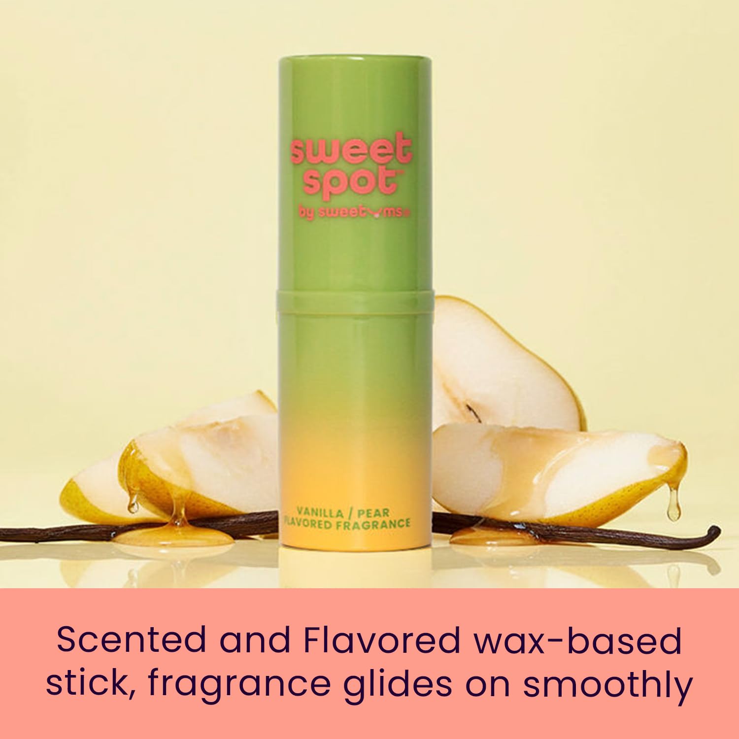 SweetSpot Vanilla Pear solid perfume stick compact for on-the-go fragrance touch-ups.