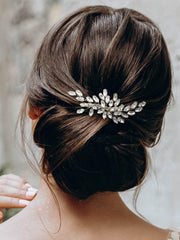 SWEETV rhinestone bride hair clip adds sparkle to your wedding day hairstyle.