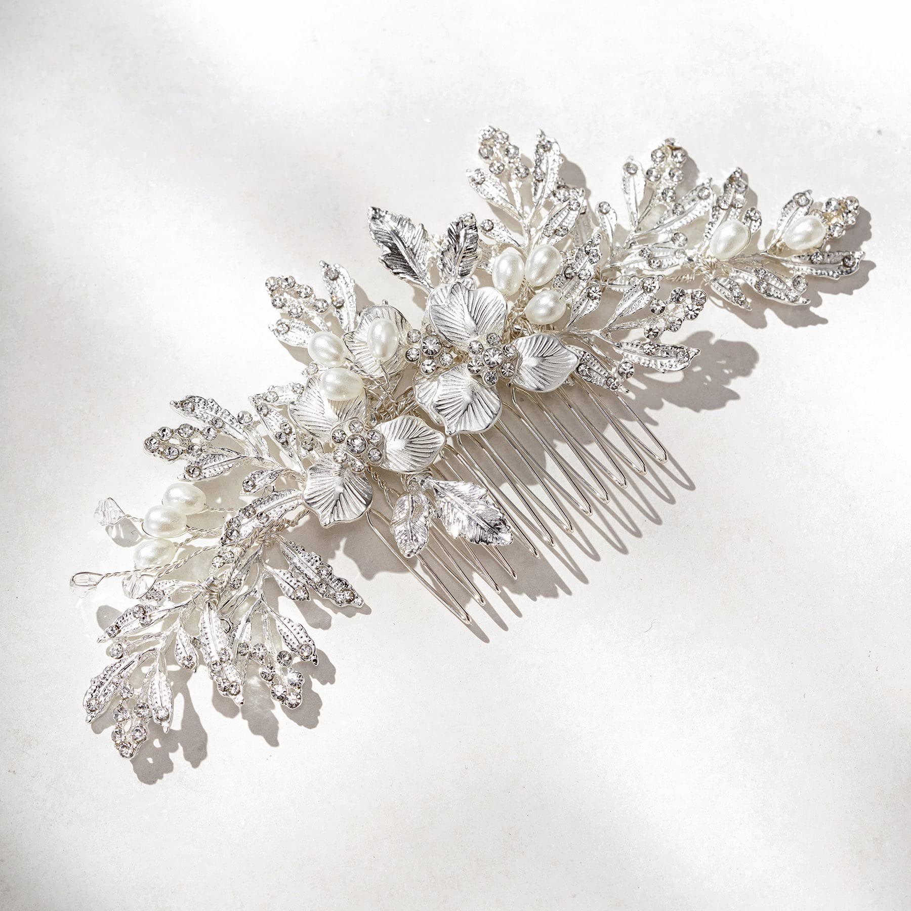 SweetV wedding hair comb rhinestones silver for timeless sparkle in your updo.
