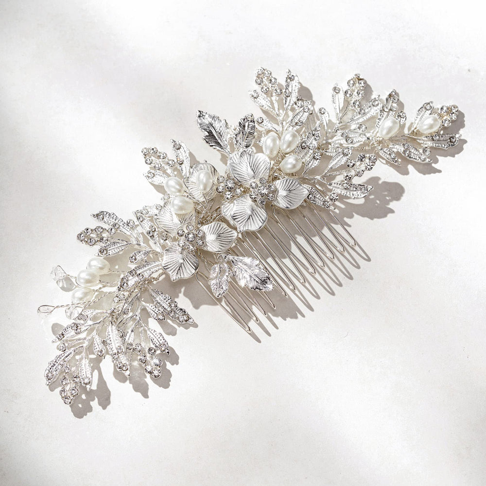 SweetV wedding hair comb rhinestones silver for timeless sparkle in your updo.