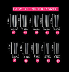 SWETIDY clear long coffin nails show natural finish and quick color application.