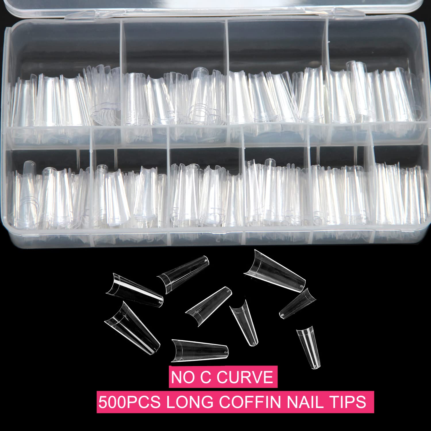 SWETIDY flattened half-cover coffin tips for versatile shaping and customization.