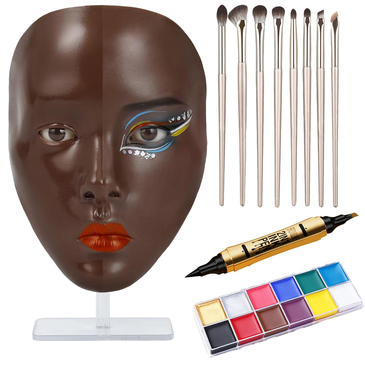 SWHDT makeup practice face board with 5D silicone texture for realistic trials