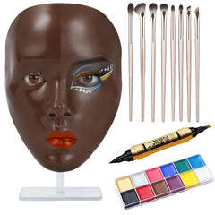 SWHDT makeup practice face board with 5D silicone texture for realistic trials