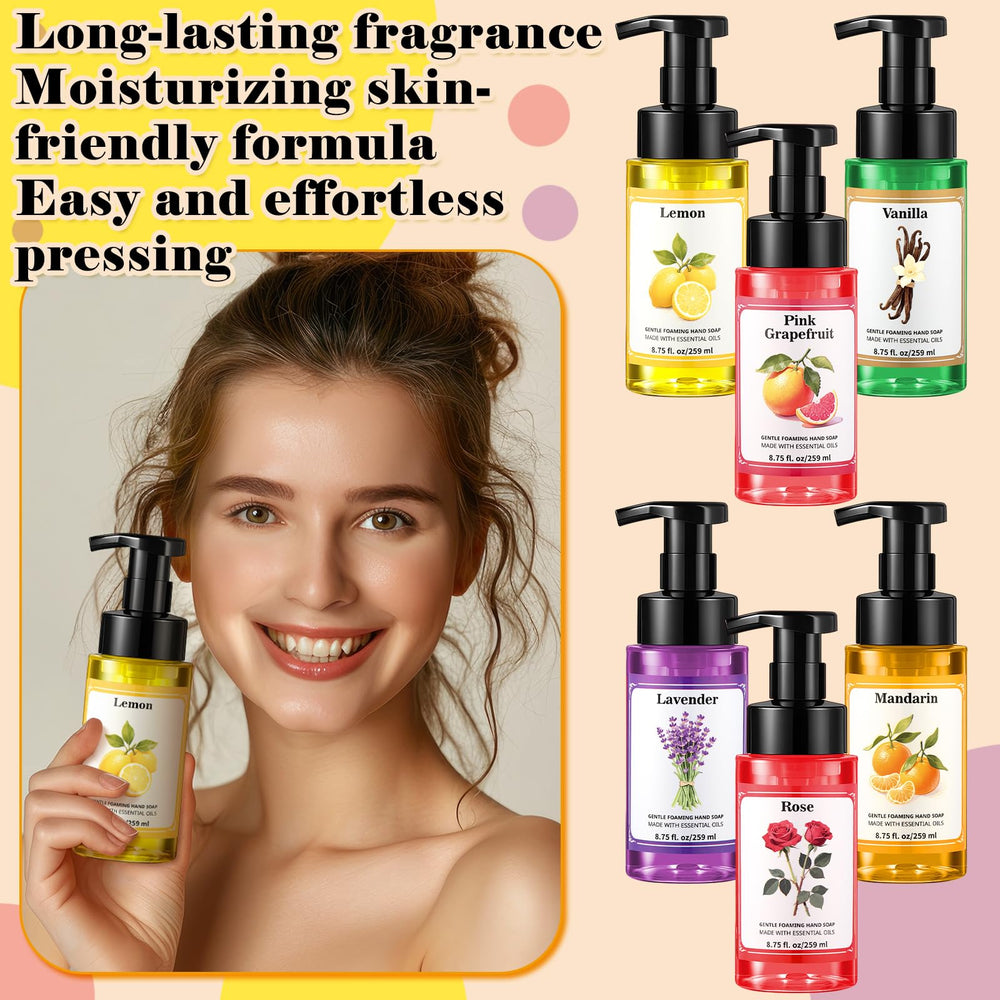 Swiffen foaming hand soap with variety colors for kitchen and bathroom settings.