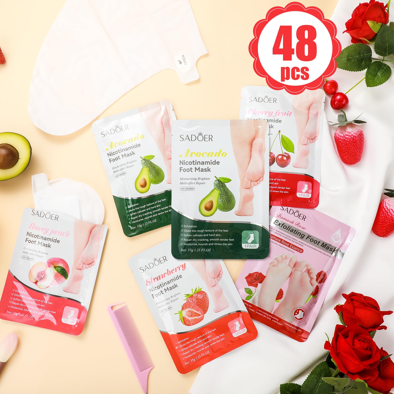 Swiffen strawberry foot mask for rejuvenated moisture and fresh-feet feel