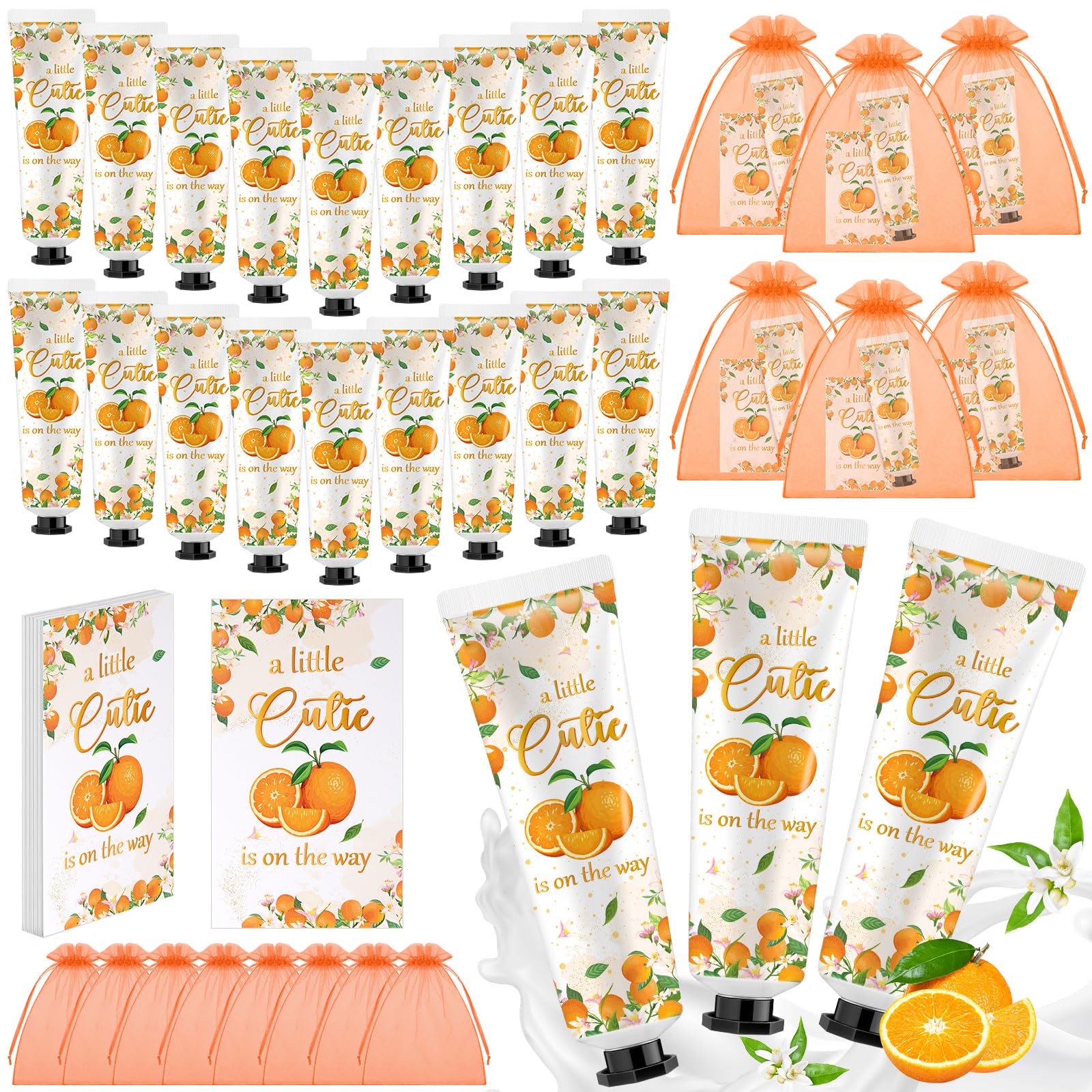 Swiffen Orange Cutie hand cream 24-pack with vibrant orange design for guests; portable skincare.