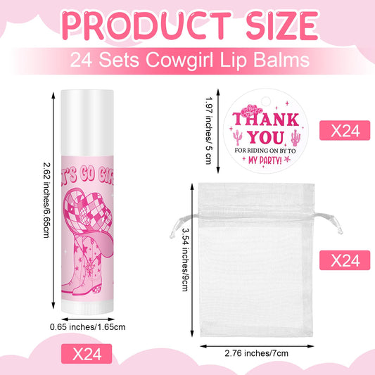 Swiffen organza bag with pink cowgirl packaging for party favors