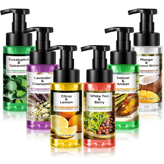 Swiffen six-pack foaming hand soap bottles with rich lather for daily kitchen and bath use