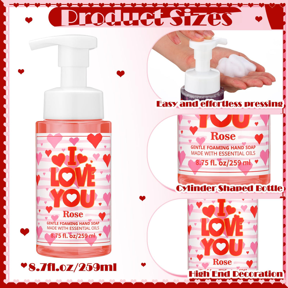 Swiffen Valentines foaming hand soap bottle, lavender scent, gentle cleansing for sensitive skin.