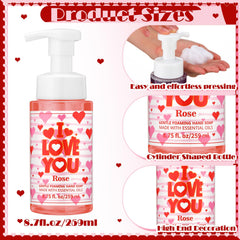 Swiffen Valentines foaming hand soap bottle, lavender scent, gentle cleansing for sensitive skin.