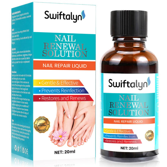 Swiftalyn extra-strength nail solution brush for toenails improving clarity and strength.